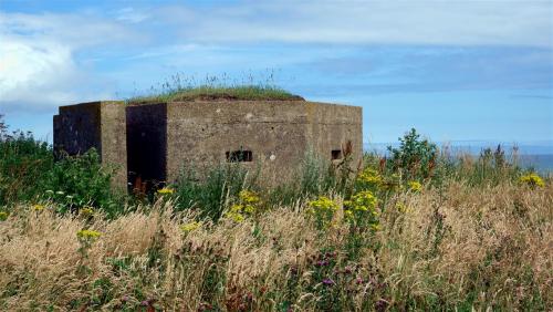 Pillboxes on the North Yorkshire Coast, England.