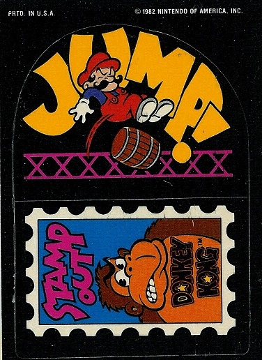suppermariobroth:An assortment of officially licensed 1982 Donkey Kong arcade stickers. Note that in