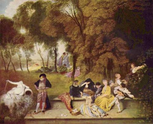 Merry Company in the Open Air, 1720, Jean-Antoine WatteauMedium: oil,canvas