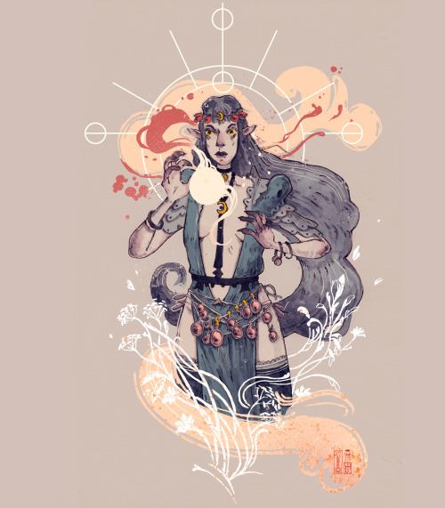 I am slowly (SO SLOWLY) building a tarot deck… This card was done to test out some style and 