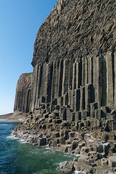 Basalt columns in the Hebrides.The Isle of Staffa is an island off the coast of Scotland. Formed ent