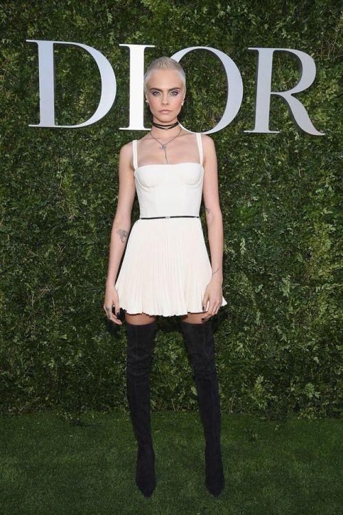 hollywood-fashion:  Cara Delevingne in Christian Dior at the Christian Dior, Designer of Dreams Exhibition Launch at Paris Fashion Week on July 3, 2017.