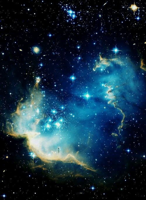 NGC 602 is a young, bright open cluster of stars located in the Small Magellanic Cloud (SMC), a sate