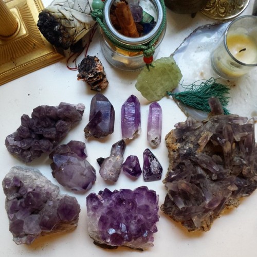 bekkathyst:  bekkathyst:  I am such an amethyst fanatic.. it is my all time favorite stone, and I just can never have enough. I have some from all corners of the earth: California, Arizona, Colorado, Namibia, Brazil, Uruguay, Guerrero, Vera Cruz, and