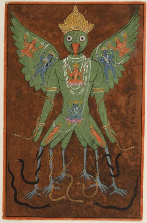 eyeburfi2:Tantric Painting of Garuda. Made in Gujarat, India, 19th century. Opaque watercolor and go