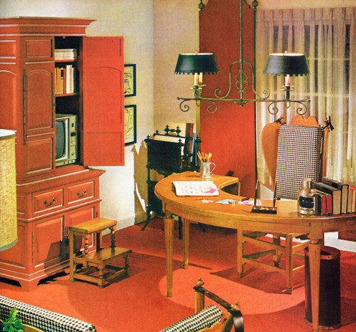 dtxmcclain: Home office with semi-circle desk, 1970“The Practical Encyclopedia of Good Decorat