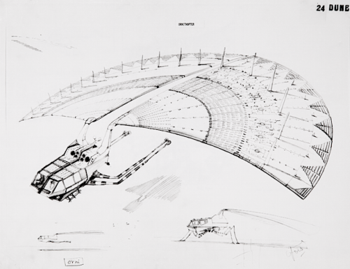 stephenscarlata:  A detailed pic of the Ornithopters wingspan from Jodorowsky’s Dune designed by Chris Foss