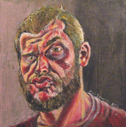 Here’s the final version of the self portrait that I was working on. Acrylic on canvas, 20"x20" Matt Bernson 2013