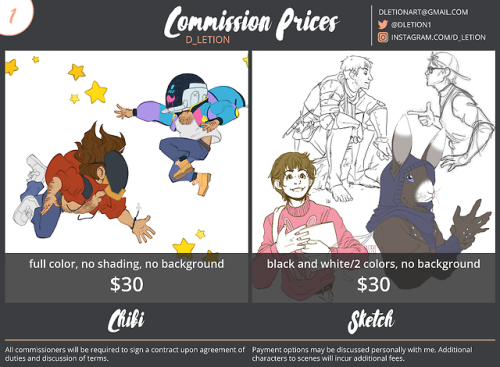 Commission PricesContact me via Twitter, Instagram, or Email for faster responses.