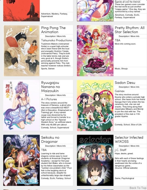 shingekinoseriously:  anime4ourlife:  Anime Chart- SPRING 2014  THIS SPRING WILL FUCK ME UP 