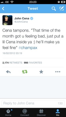 roxymaniaaa:  Well….I’m just trying to process the fact that this tweet is actually legit! lmao Cena you’re so bad! 😄😳 