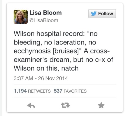 t-ii:  Civil rights attorney/MSNBC legal analyst Lisa Bloom points out that Darren Wilson’s cross-examination was a joke