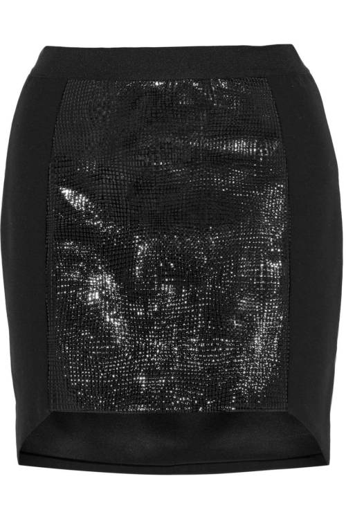 hipster-miniskirts: Patent leather-paneled crepe mini skirtSee what’s on sale from The Outnet 