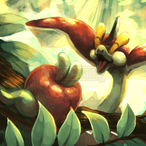 friedunicornstudio:Today’s Speedpaint: A Flapple visiting an old friend! 