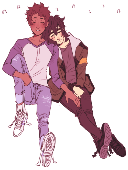 magimagali:a good friend of mine commissioned klance w/ keith resting his head on lance’s shoulder w