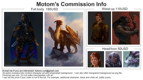 [Commissions Closed]Here is a new commission info!I bring the waist-up price down to 110 USD. (120US