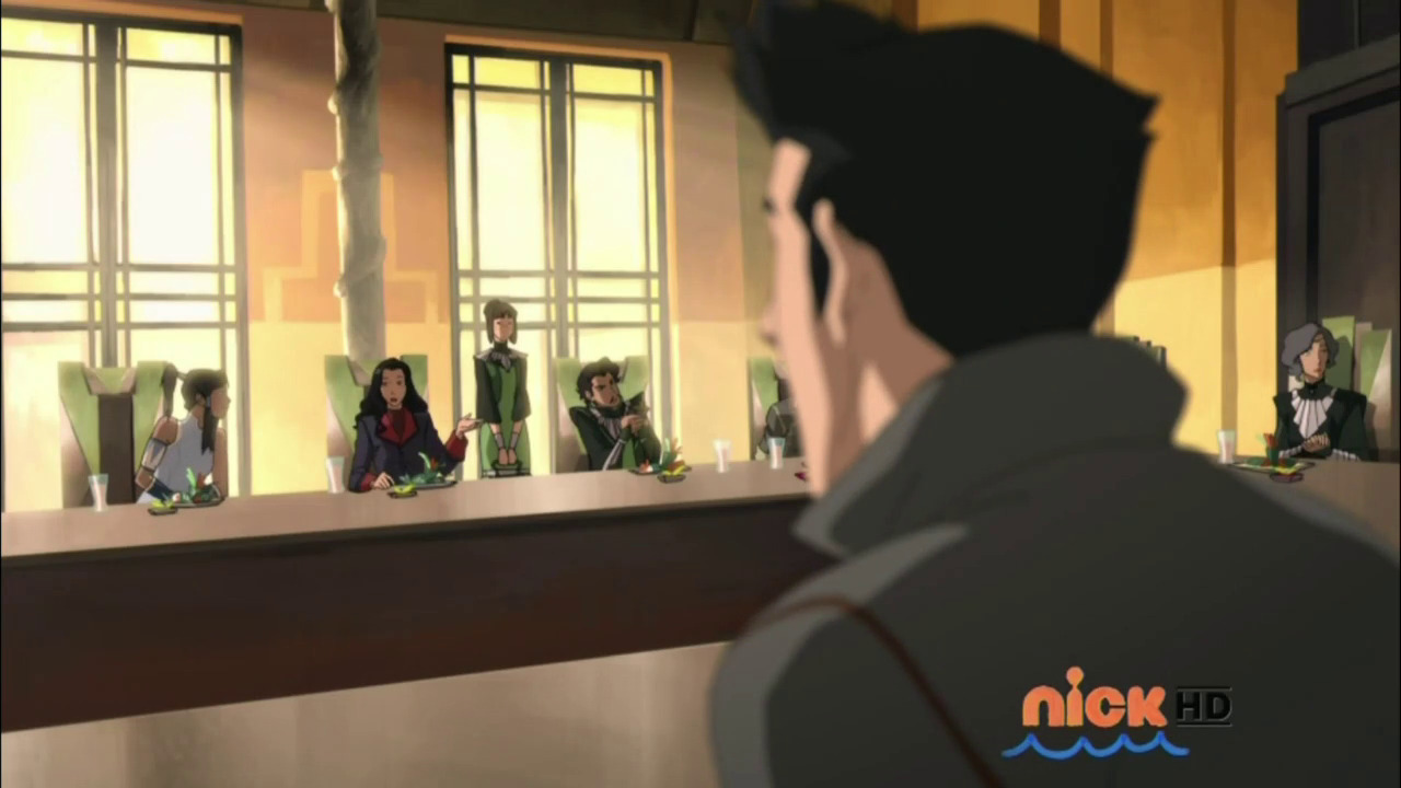 swan2swan:  Korra and Asami exchanging looks in Book 3.  korrasami language &lt;