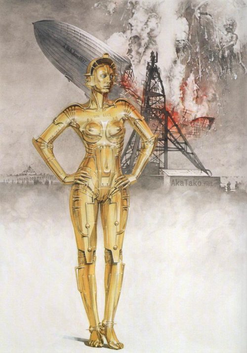 Disaster in Metropolis. Printed in Hajime Sorayama&rsquo;s &ldquo;Robot Catalogue&rdquo;. Softcover 