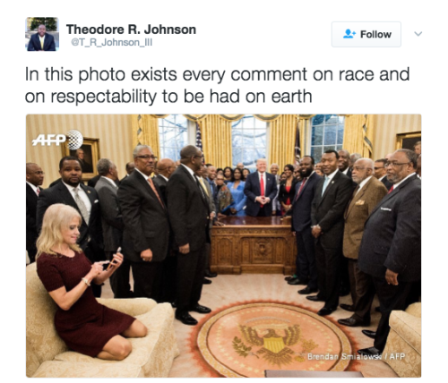 People are mad because Kellyanne Conway had her feet on the couch during Trump’s meeting with 