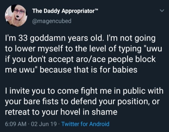 livebloggingmydescentintomadness:  official-cisphobe: you know what fuck you support all aspecs or die by my sword  