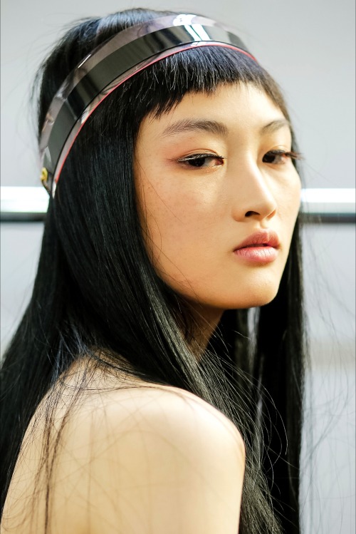 oncethingslookup:Jing Wen backstage at Sibling Spring 2016 RTW