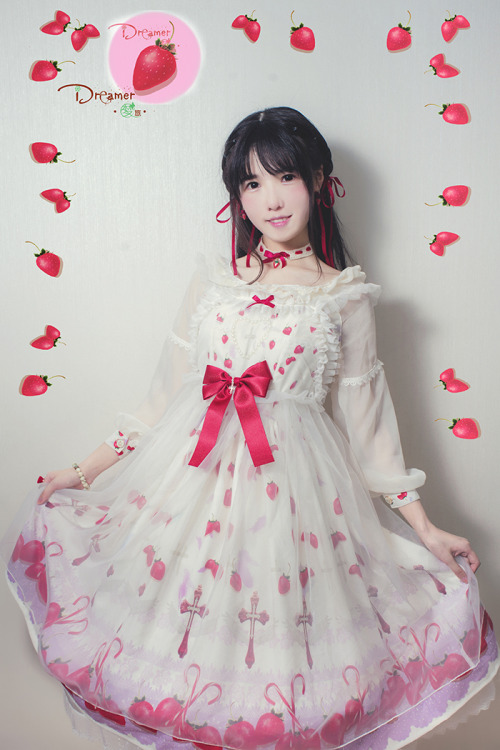 truth2teatold:Dreamer Strawberry Cross series preorder - jumperskirt, one piece dress, suspender s