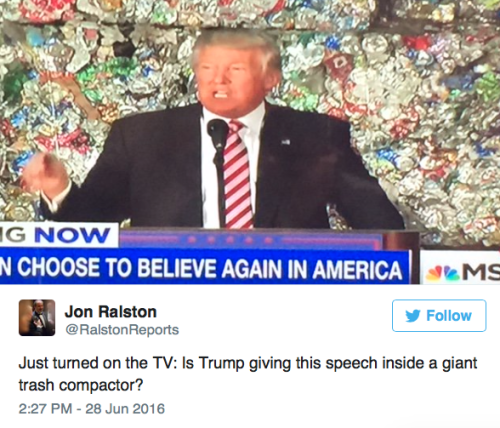 yobaba2point0: micdotcom: Trump gave a speech in front of a pile of garbage Donald Trump may have ho