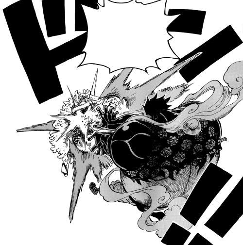 “There’s no time left! Let’s finish this here and now! GOMU GOMU NO LEO BAZOOKA!”One Piece 785 - Dre