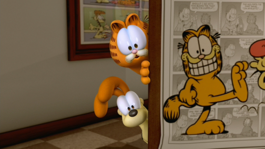 deanky: deanky: Last night I learned in the movie Garfield Gets Real there is a barely visible edited panel of Jon saying motherf*cker  ZOOM enhance 