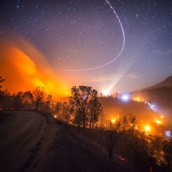 lazypacific:  ghostclvb:  Stuart Palley uses the technique of long-exposure photography to document hellish beauty and destruction of California’s 2015 wildfire season, as well as the efforts of the people who work to contain and extinguish these fires.