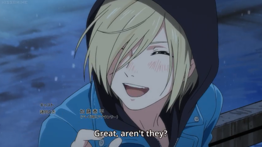 akaname-tanuma:   Honestly Yurio was so precious this episode??? His angry thing is seeming more and more like fun rivalry than hate. I mean. His reaction to his own great performance was    Excited and lighthearted, and though he did make a callout to