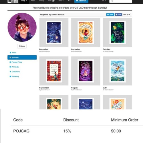 Hey free worldwide shipping at @inprnt this weekend! And I just figured out I could add a discount c