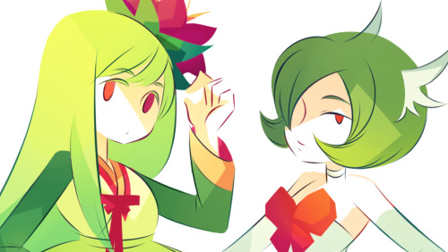 porcineprince:plan on making gijinkas of my pokemon team in x so far i have these two