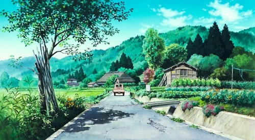 ghibli-collector:“I yearn for the countryside” The Art Of Only Yesterday (1991) Art Direction Kazuo Oga - Director Isao Takahata