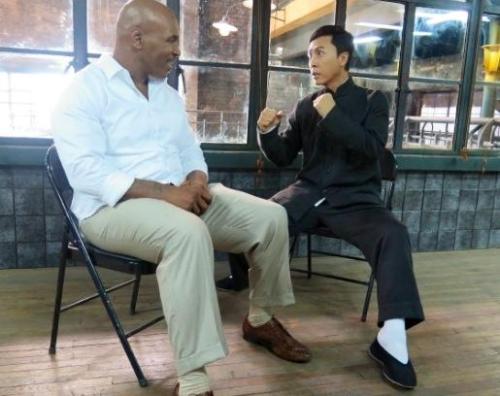 theblindninja:  Donnie Yen and   Mike Tyson on the set of Ip Man 3 