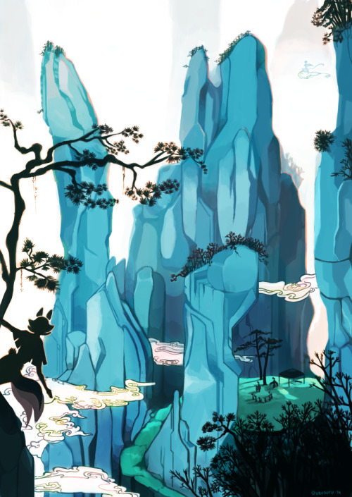 guzusuru:  Working on a visual style!!I have a tough time making bgs interesting for myself so I am trying to work on that too. 