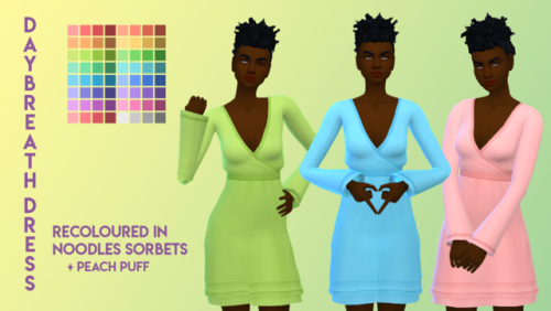 infiniteraptor: Weepingsimmer’s Daybreath Dress recoloured in Noodles Sorbets!This recolour in