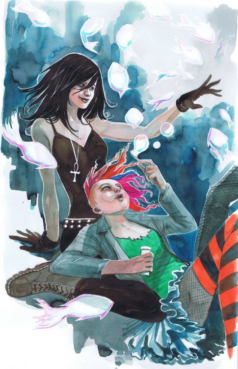 stephanie-hans:Vertigo’s Death and Delirium from sandman commission. That was fun