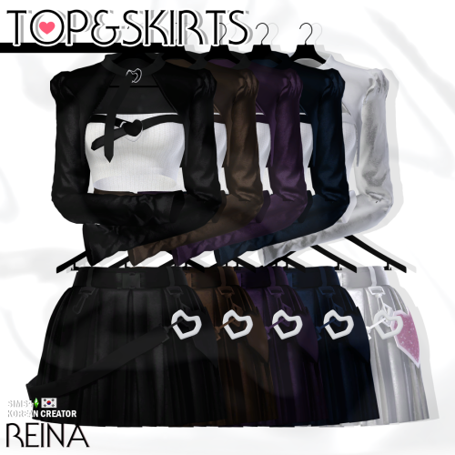 REINA_TS4_ HEART SHELL TOP&SKIRTS ✔ TERMS OF USE !* New mesh / All LOD* No Re-colors without per