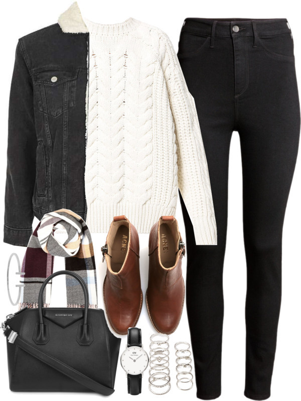 Outfit for winter with black jeans and brown boots by ferned featuring a cable sweater
Diesel cable sweater, 755 AUD / Topshop oversized jacket, 105 AUD / H&M ankle jeans, 13 AUD / Acne Studios high heel booties, 225 AUD / Givenchy zipper tote, 2 710...