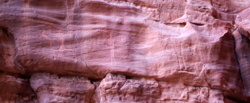 ancientart:A few of Wadi Rum's petroglyphs.Located in Jordan, Wadi Rum contains over 25,000 rock car