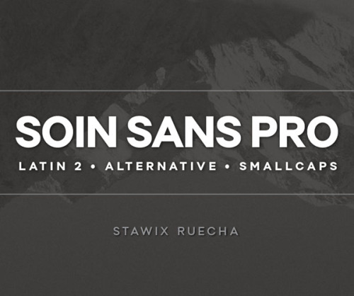 Soin Sans Pro A modern sans serif font by Stawix font foundry. Soin Sans Proimpresses by its nice geometric and harmonious typeface. The full font family incluedes 11 weights from thin to bold. The legible typeface is perfect for use in long texts...