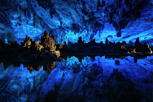 awkwardsituationist: the reed flute (or karst) cave in guilin, southern china, was carved out of the