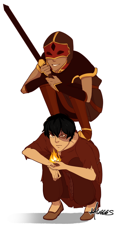 kirimaa:mugges:Prison Break[Image ID: a digital drawing of Sokka and Zuko. Zuko is crouched on the f