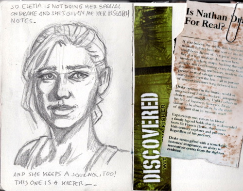 Uncharted I: Nathan Drake’s journal extra pages. Elena’s journal was published as promo material bac