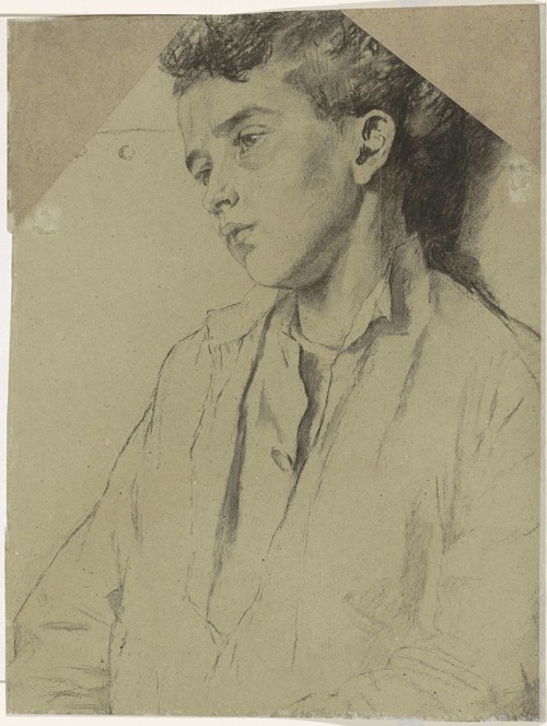 Portrait of a Young Man     -   Thérèse Schwartze, 1861 - 1918Dutch, 1851–1918Charcoal en white chal