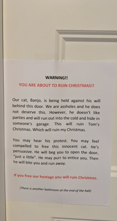 omghotmemes: My parents have a “Festivus” party every year and this year I found this sign on their bedroom door