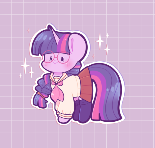 mediumsizetex:  typhwosion:-`♡´- Februpony Day One! Mane Six -`♡´-I drew Twilight this time cos she is my fave to draw! And I put a cute outfit on her just cos 💖💜💙 ☆*:.Commission info, socials, etc  .:*☆              typhwosion