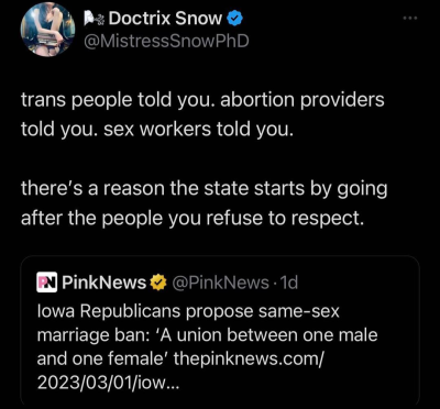 danepopfrippery:youngalientype:There’s a reason the state starts by going after the people you refuse to respect Fuckin iowa jesus christ. And fucking republicans in general