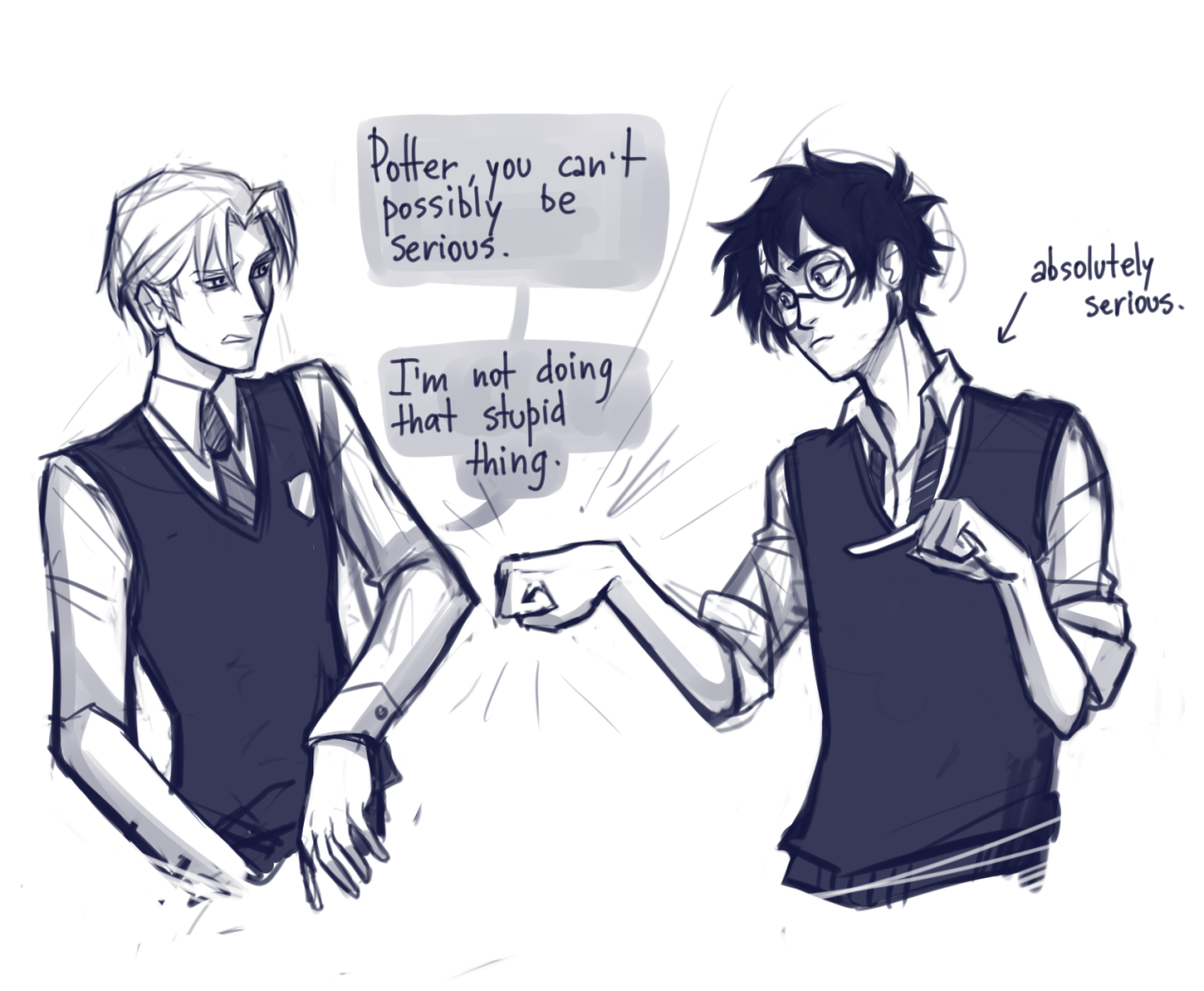 viria:  someone said I should draw some Harry and Draco, but since I don’t exactly